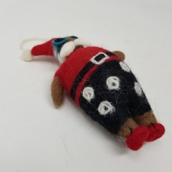 Felted Wool Cool Dressed Santa Holiday Christmas Tree Ornament Sunglasses Hippie - Picture 2 of 10